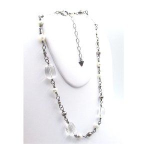 Freshwater Pearl, Clear Quartz & 925 Necklace.